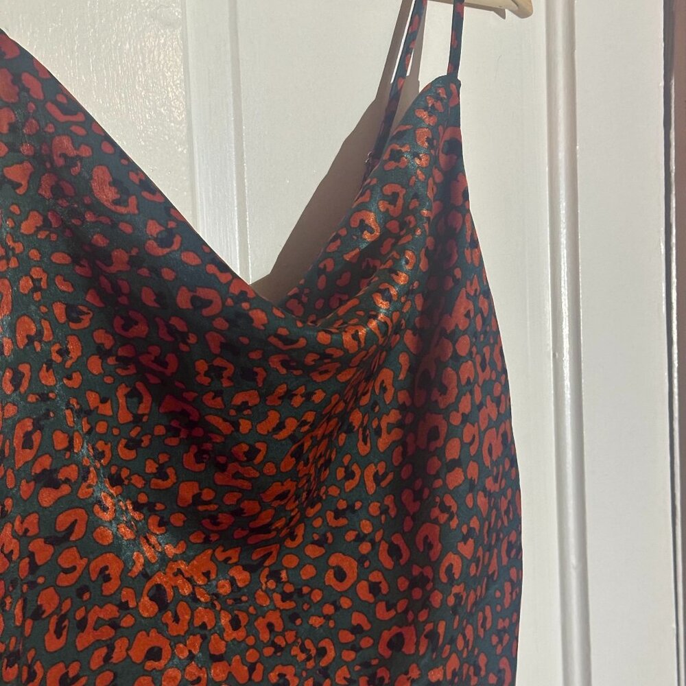 Red and Green Cheetah Satin crop top
